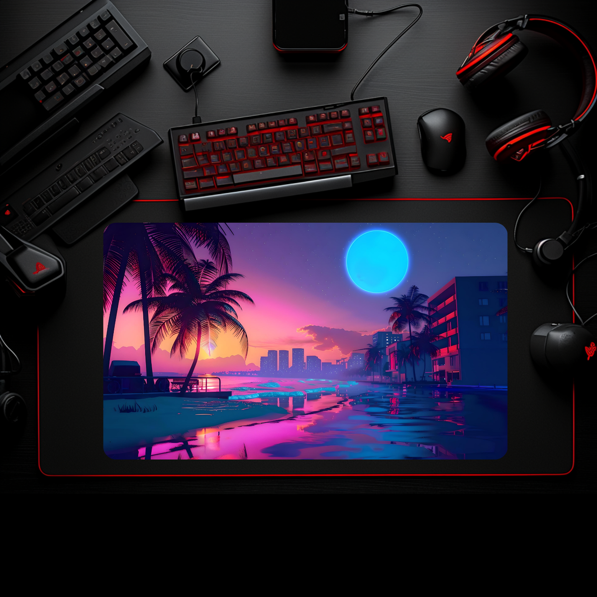 Battle Bear Playmats x Retrowave Sunset